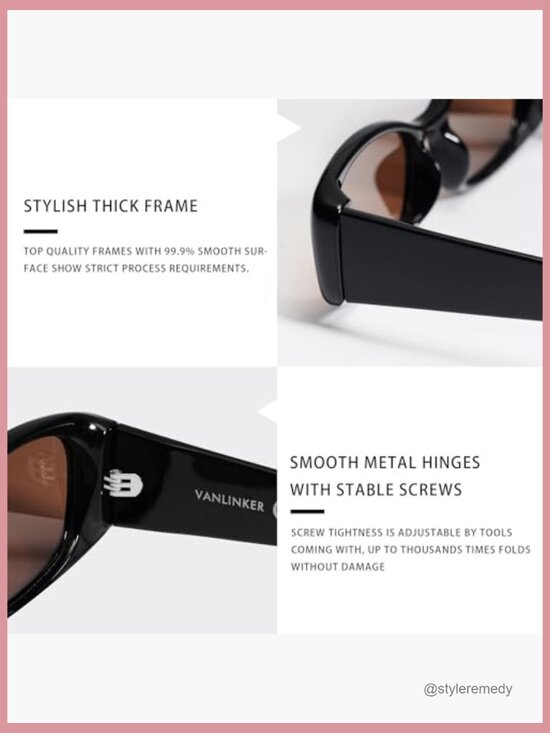 Polarized Rectangle Sunglasses with UV400 Protection Retro 90s Style main image 4